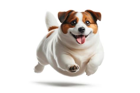Premium Photo Fat Jack Russell Terrier Dog Run Isolated On Solid
