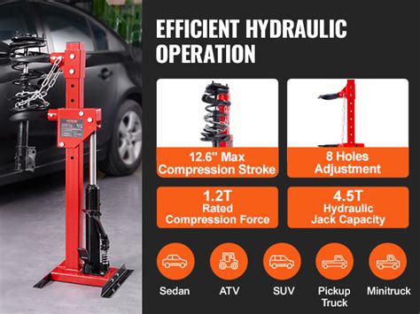 Vevor Strut Spring Compressor Ton Lbs Hydraulic Jack Capacity