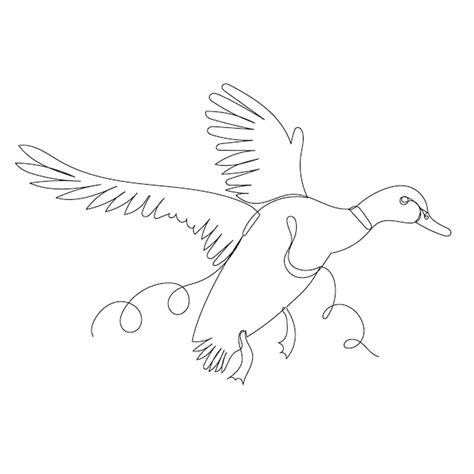 Premium Vector Duck Flying One Line Drawing Outline