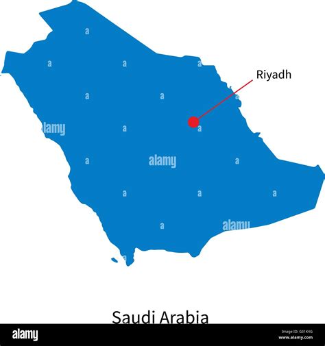 Detailed Vector Map Of Saudi Arabia And Capital City Riyadh Stock