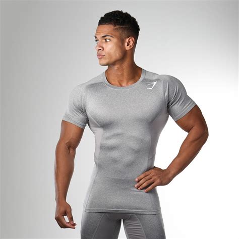 Gymshark Element Compression T Shirt Light Grey Marl Gymshark