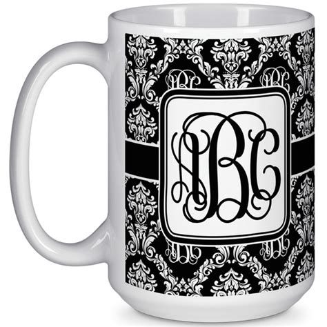 Custom Monogrammed Damask 15 Oz Coffee Mug White Youcustomizeit