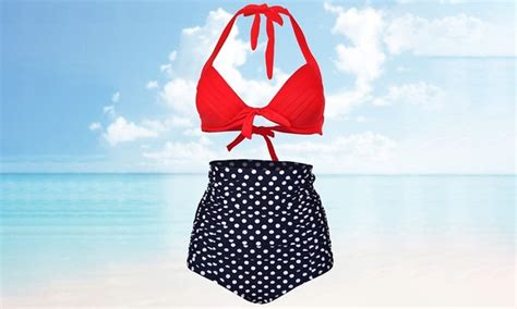 Ruched High Waisted Bikini Groupon Goods
