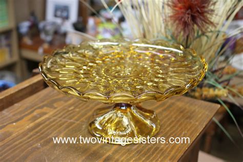 Anchor Hocking Amber Glass Fairfield Pedastal Cake Stand