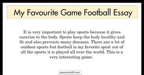 My Favourite Game Football Essay