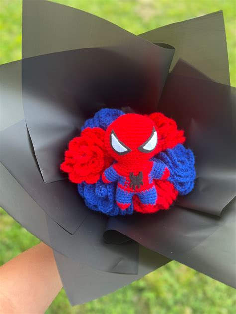 Spider Man Crochet Bouquet Made To Order Etsy