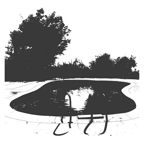 Silhouette Swimming Pool Black Color Only Premium Ai Generated Vector