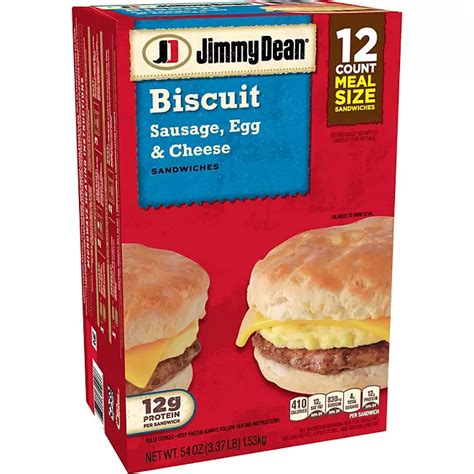 Jimmy Dean Sausage Egg And Cheese Biscuit Sandwiches 12 Ct 54 Oz Sams Club