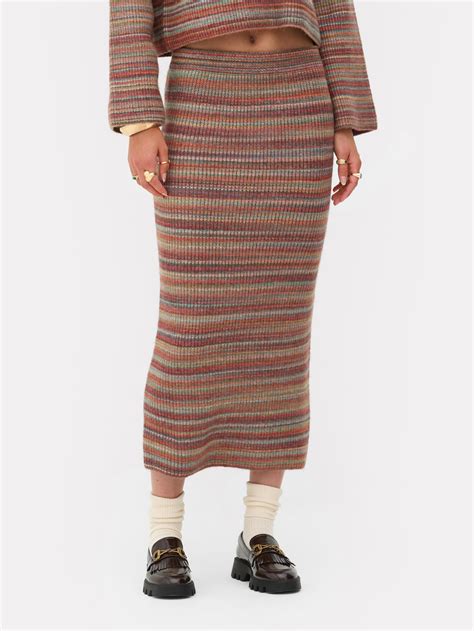 Women S Multi Rita Ora Co Ord Knitted Stripe Midi Skirt Penneys