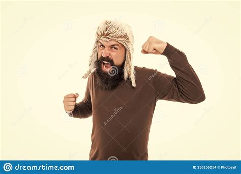 Mens Anger Angry Shouting Man Portrait Mature Man With Beard In