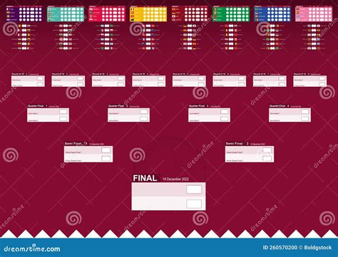 Football Results Table With Flags And Groups Of World Soccer