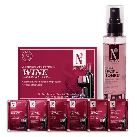 NutriGlow NATURAL S Advanced Pro Formula Wine Facial Kit 60gm And Red