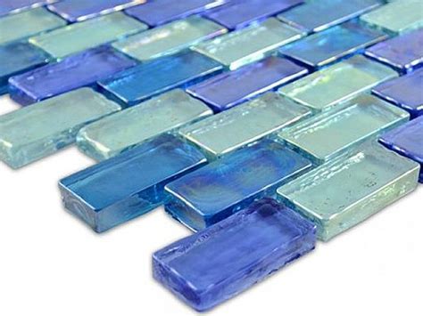 Artistry In Mosaics Poured Series 1x2 Glass Tile Light Blue Brick Blend Gp82348b4 Pool