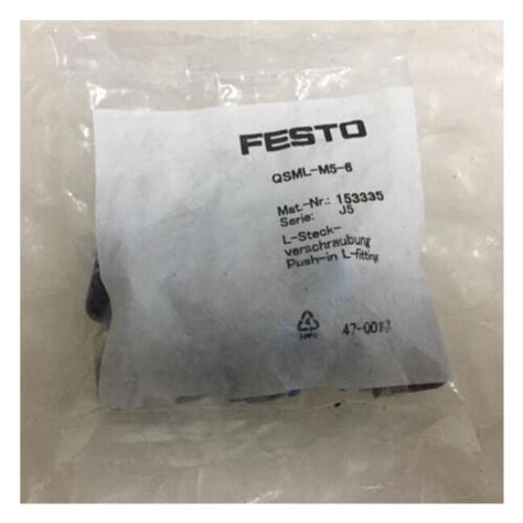 1bag10pcs New Festo Qsml M5 6 153335 Push In Fitting Free Shipping