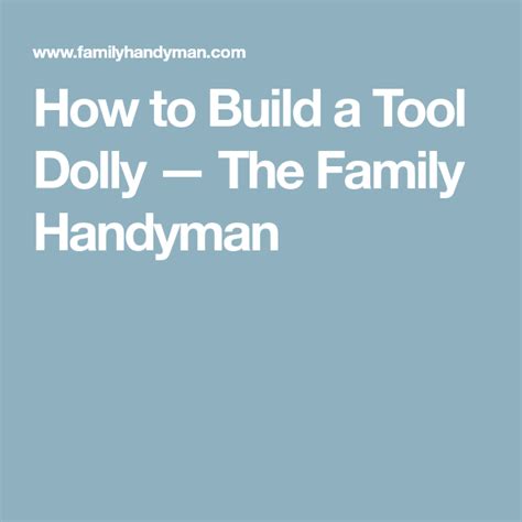 How to Build a Tool Dolly | Family handyman, Handyman, Woodworking plans