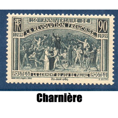 Timbre France Yvert No 444 Serment du jeu de Paume révolution neuf