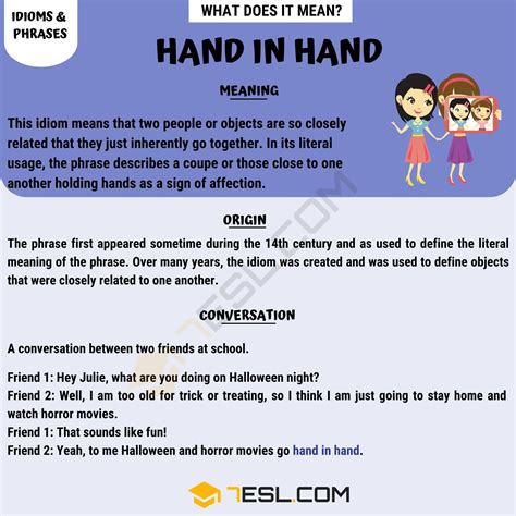 Hand In Hand Meaning Origin And Examples • 7esl