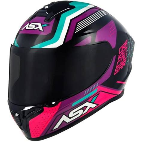 Capacete Asx Draken Cougar Preto Rosa Azul Grid Motors