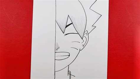 Easy Anime Sketch How To Draw Boruto Uzumaki Half Face Easy Tutorial Ma Drawings