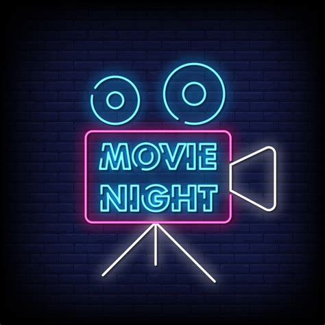 Movie Night Logo Neon Signs Style Text Vector 2405453 Vector Art at Vecteezy