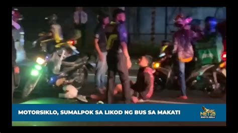 Motorsiklo Sumalpok Sa Likod Ng Bus Sa Makati Youtube