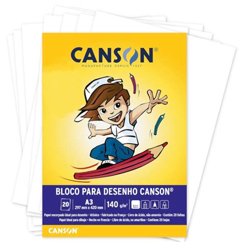 Comprar Bloco Papel Desenho A3 Canson 140g 20 Folhas Branco A Partir