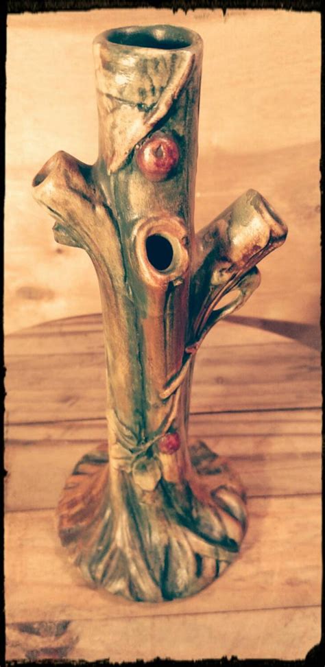 Antique Weller Woodcraft Art Ware Tree Trunk Vase Collectible Pottery