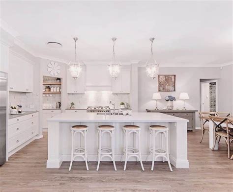 All White Farmhouse Kitchen With Pendant Lighting Soul Lane