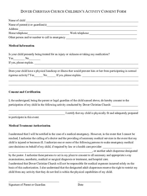 Fillable Online Parental Guardian Consent Form Home Baptist State