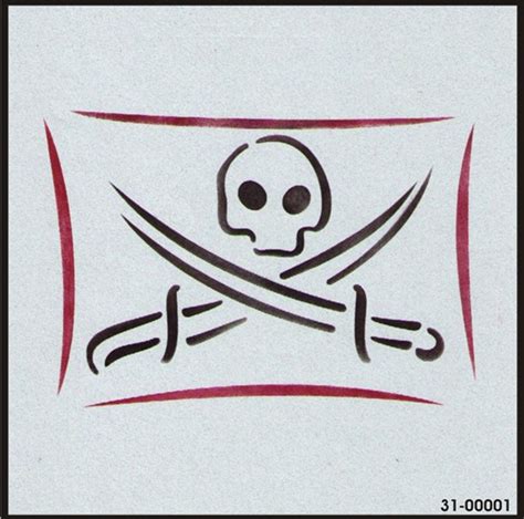 31-00001 Skull and Crossbones Flag - iStencils