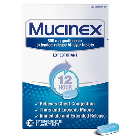 Amazon.com: Mucinex 12 Hour 600 mg Guaifenesin Extended-Release Tablets ...