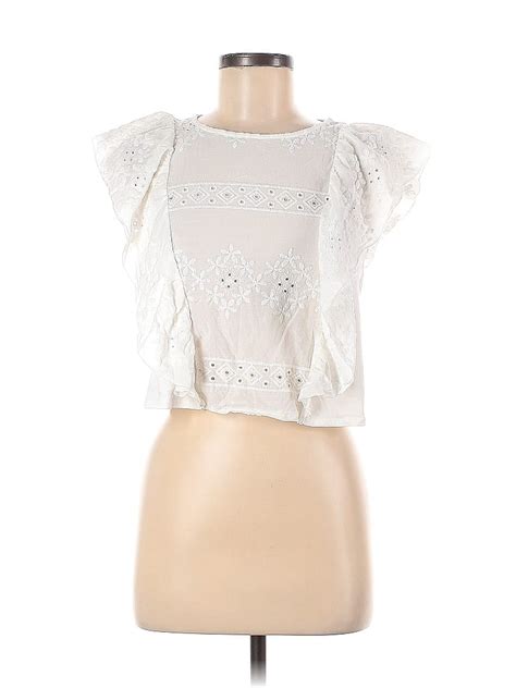 Trafaluc By Zara 100 Baumwolle White Short Sleeve Blouse Size S 66