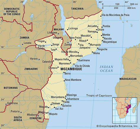 Map Of Mozambique And Geographical Facts World