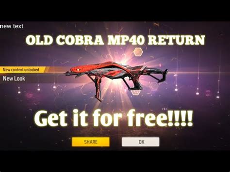 COBRA MP40 RETURN TOTAL KITNA DIAMOND LAGEGA FREE FIRE NEW EVENT