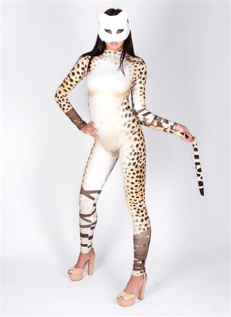 Cheetah Catsuit Leopard Costume Jumpsuit Spandex Playsuit Etsy Uk