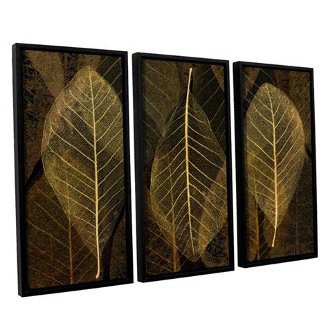 Winston Porter Leaf Gold Piece Framed Graphic Art Set Wayfair