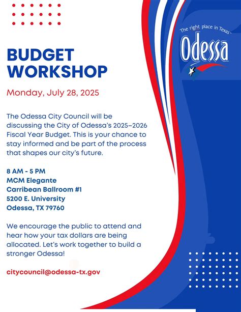 City - The City of Odessa invites you to be part of the budget