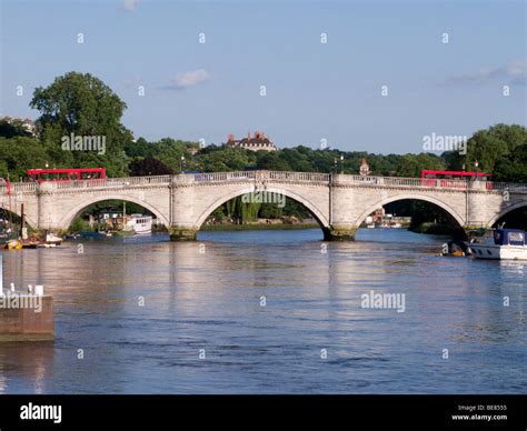 Richmond Bridge And The River Thames At Richmond Surrey Uk Stock