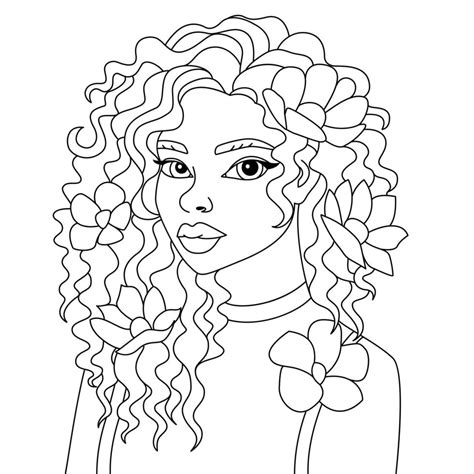 Curly Hair Coloring Page