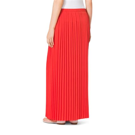 Lyst Michael Kors Pleated Maxi Skirt In Red