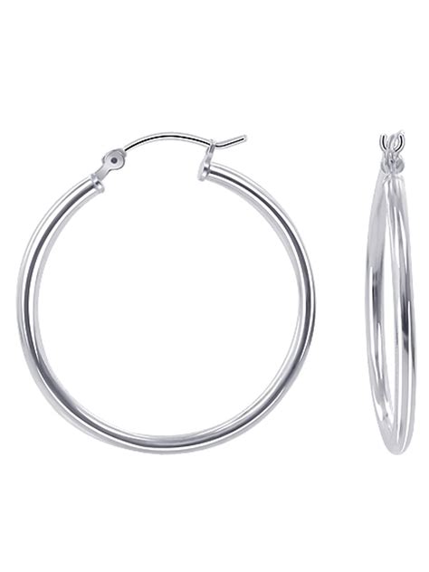 Gem Avenue 925 Sterling Silver Polished Hoop Tube Earrings 30mm