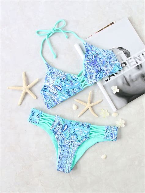 Criss Cross Print Bikini Set SheIn Sheinside