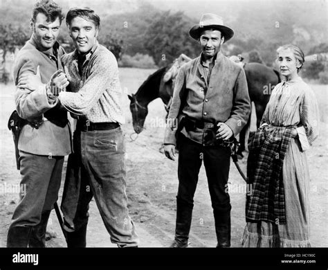 LOVE ME TENDER, from left, William Campbell, Elvis Presley, James Drury ...