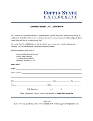 Fillable Online Commencement Dvd Order Form Coppin Home Page Fax