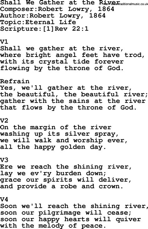 Adventist Hymn: Shall We Gather At The River - Christian Song lyrics ...