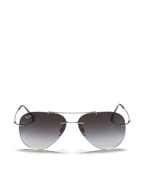 Ray-Ban 'aviator Light Ray' Rimless Titanium Sunglasses in Metallic | Lyst