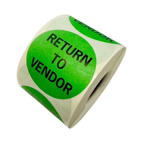 2 Round Green Return To Vendor Adhesive Inventory Labels 500 Proll Ebay