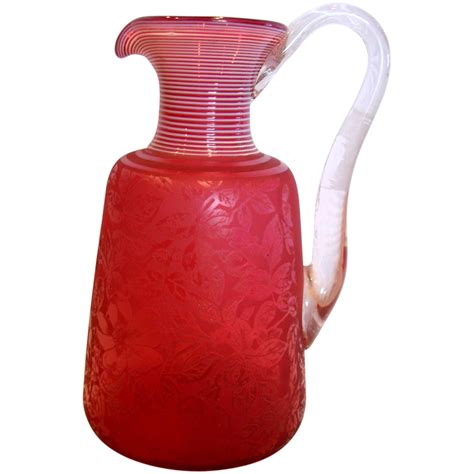 English Hodgetts Richardson And Son Art Glass Jug Ruby Red Engraved Darcy S Antique Treasures