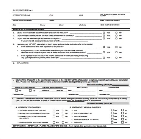 Free Sample Fire Service Application Forms In Pdf Ms Word