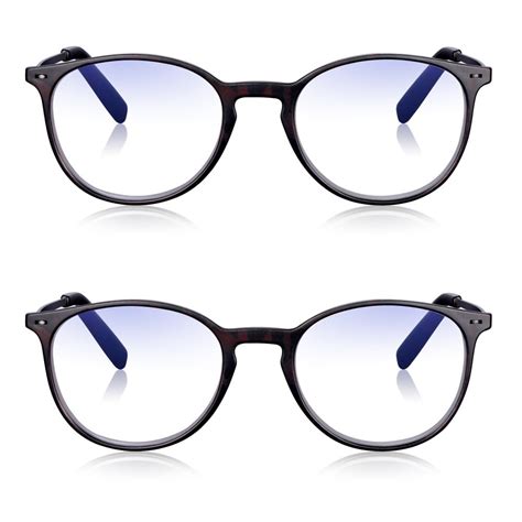 Read Optics Brown Tortoiseshell Round Blue Light Blocking Reading Glasses For Men And Women Bundle